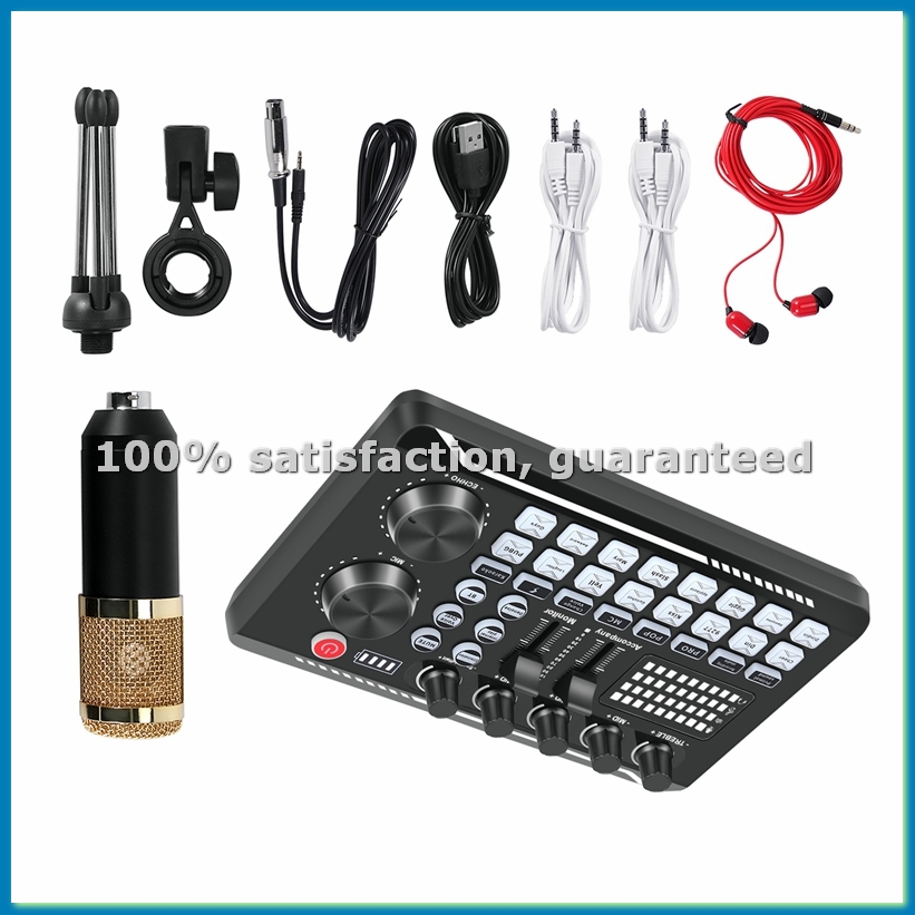 Streaming Mic Condenser - Kit de Placa de Som F998,