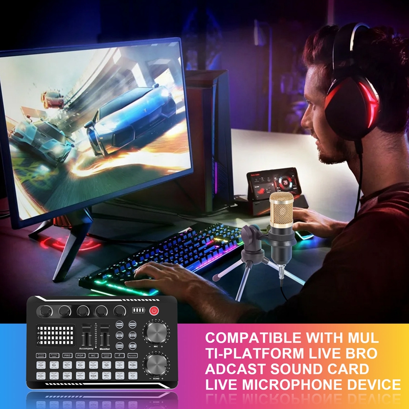 Kit de Placa de Som F998, Kit  - Streaming Mic Condenser avaliação e preço