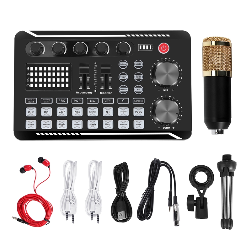 Kit de Placa de Som F998, Kit  - Streaming Mic Condenser avaliação e preço