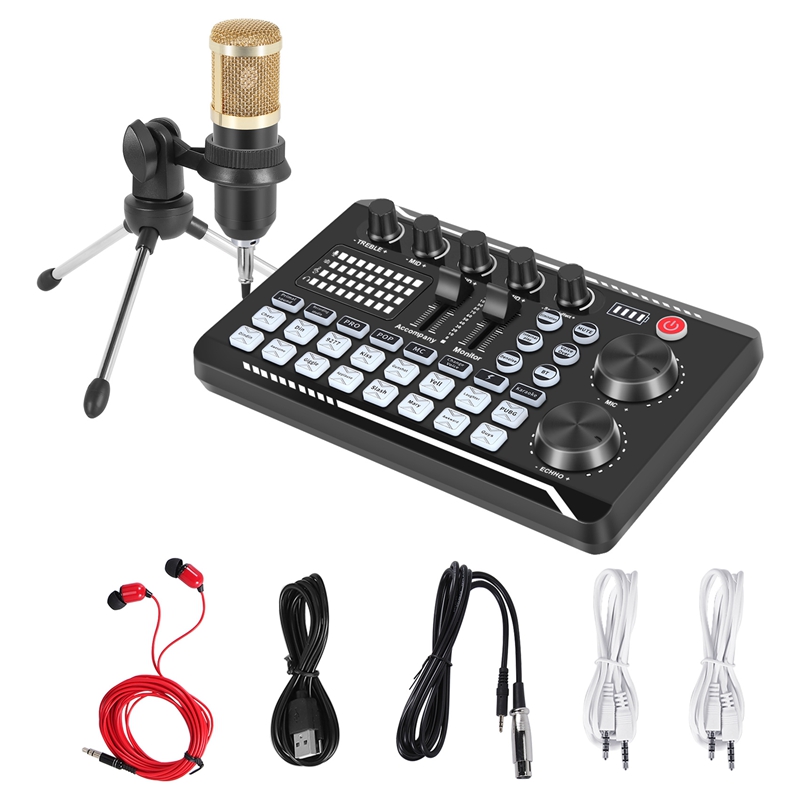 Kit de Placa de Som F998, Kit  - Streaming Mic Condenser avaliação e preço
